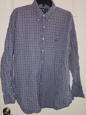 Ralph Lauren Blue & White Plaid Button-Down Shirt